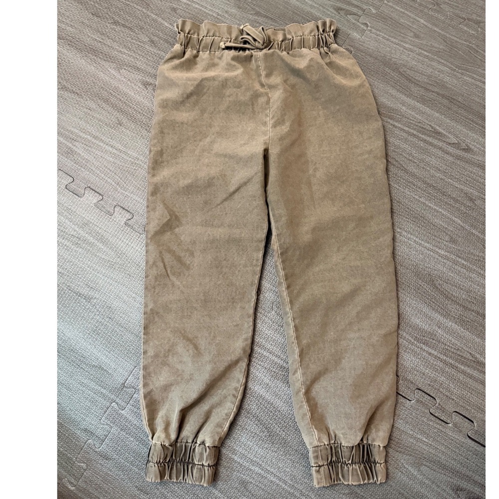 Art Class Girls Sage Green Paperbag‎ Waist Joggers Pants Size S 6 6X Olive